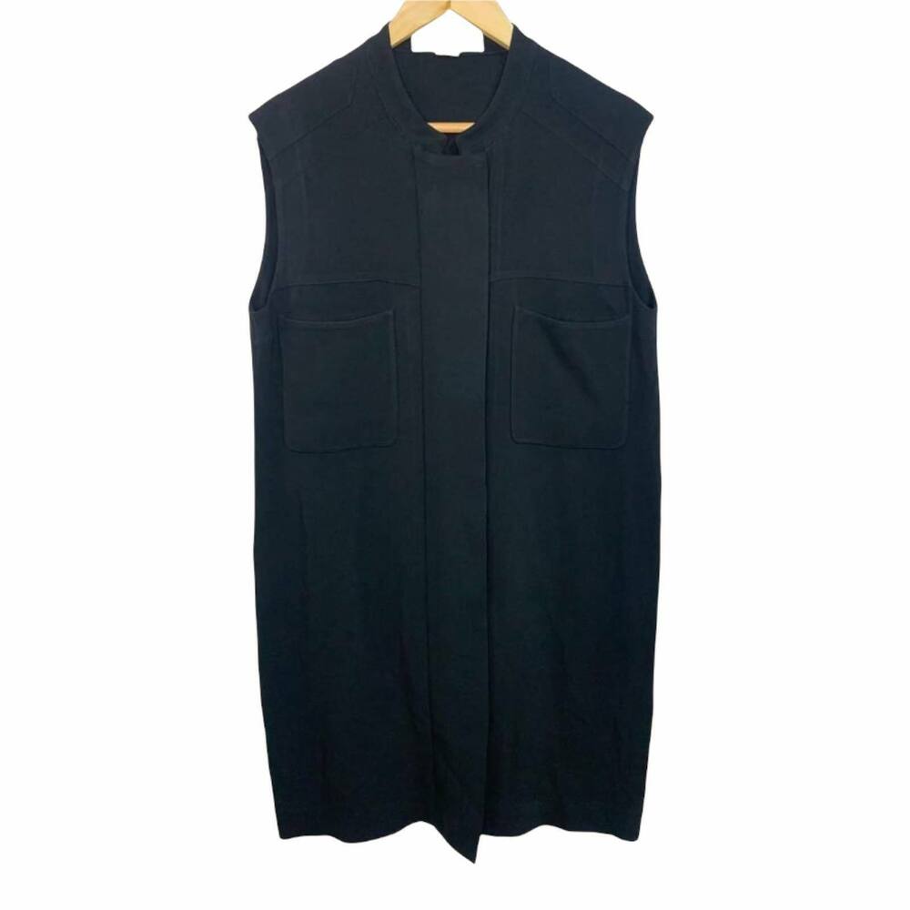 Stella McCartney Black Shift Snap Zip‎ Front Pocket Dress Size 46